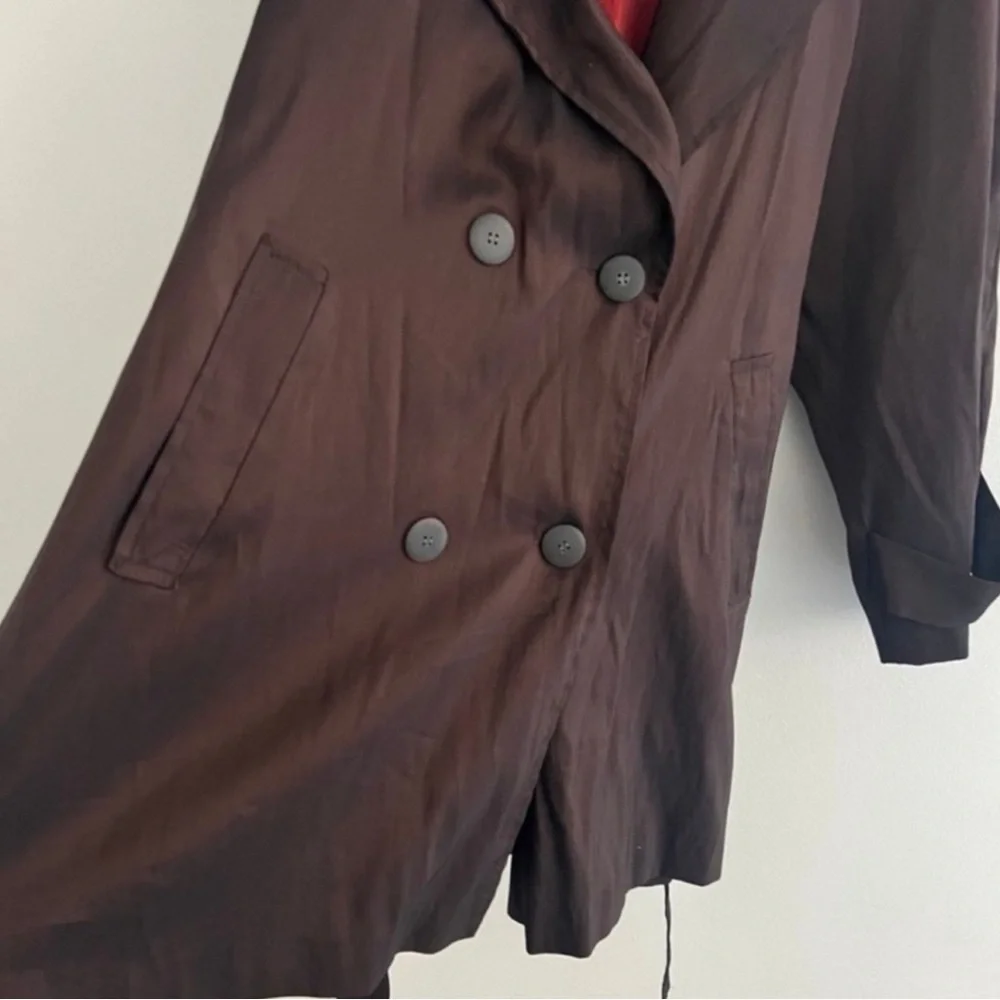 Vintage 80s Vision Brown Metallic Trench Waist Coat Large